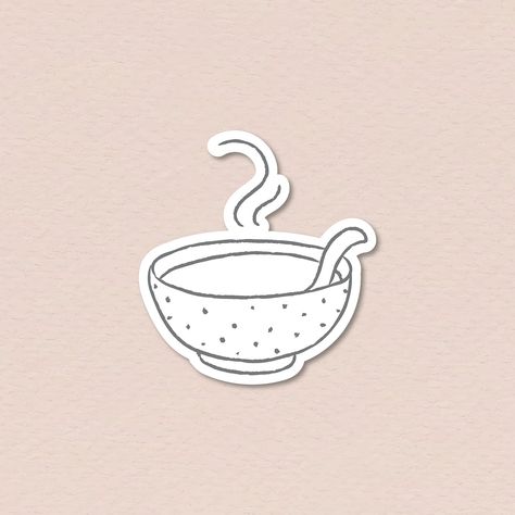 Soup Drawing Easy, Soup Bowl Tattoo, Bowl Of Soup Tattoo, Bowl Of Soup Drawing, Soup Tattoo, Doodle Soup, Soup Illustration, Diy Puppets, Bowl Drawing