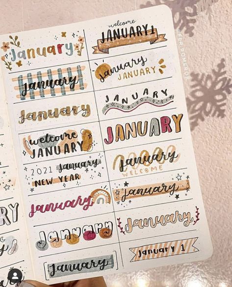 January Header, January Title, Welcome January, Journal Headers, Bullet Journal Titles, Header Ideas, Bullet Journal Headers, January Bullet Journal, Penanda Buku