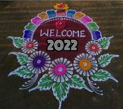 Latest New Year Rangoli Designs 2022, Newyear Rangoli Designs, New Year Rangoli Design 2022, Newyear Rangoli, Small Free Hand Rangoli, New Year Rangoli Design, Rangoli Degins, New Year Muggulu, Birds Rangoli