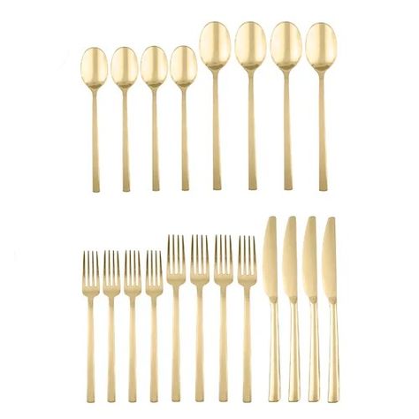 Wayfair | Silverware & Flatware Sets Beautiful Flatware, Gold Flatware, Salad Fork, Dinner Fork, Matte Metallic, Flatware Set, Birch Lane, Gold Mirror, Flatware