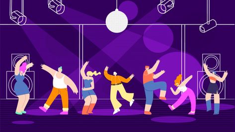 Nightclub Illustration, Dj Background, People Background, Nightclub Design, Cute Puns, Night Fever, Fluid Acrylic Painting, Dance Club, Preppy Wallpaper