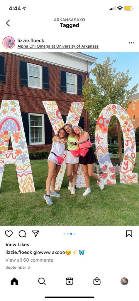 Big Greek Letters Painted, Cute Sorority Letters Painted, Big Sorority Letters, Chi Omega Letters Painted, Sorority Yard Letters, Sorority Lawn Letters, Sorority Painted Letters, Painted Sorority Letters, Sorority Scrapbook