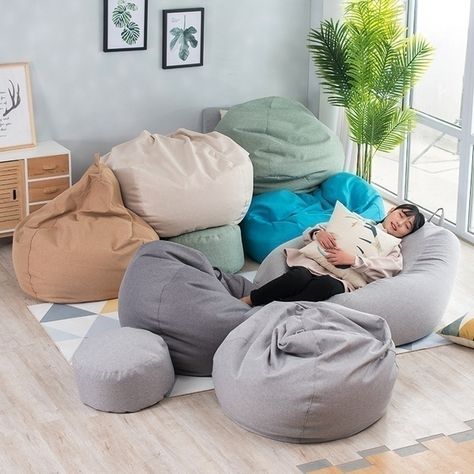 Beanbag | Wish Puff Couch, Tatami Living Room, Large Bean Bag Chairs, Large Bean Bags, Cheap Sofas, Bean Bag Chair Covers, Sofa Chairs, Bean Bag Sofa, Old Pillows