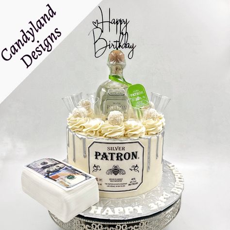 Patron Cake Ideas For Men, Patron Cake Birthday, Patron Birthday Cake, Don Julio Cake Ideas, Patron Cakes, Don Julio Cakes, Buchón Party, Patron Cake, Alcohol Birthday Cake