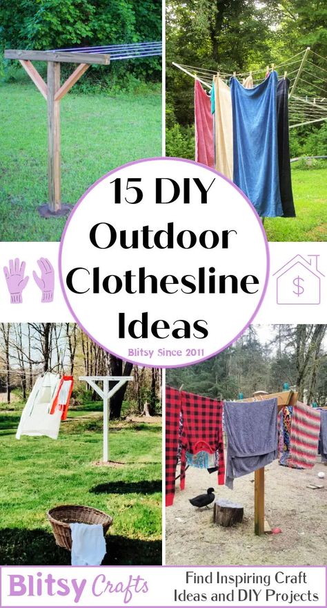 Outdoor Laundry Line Ideas, Clothes Lines Outdoor Diy, Washing Lines Ideas Outdoor, Diy Clothing Line Outdoor, Ideas For Drying Clothes, Laundry Drying Rack Ideas Outdoor, Clothes Drying Line Outdoor, Outside Clothes Line Ideas Backyards, Laundry Clothes Line