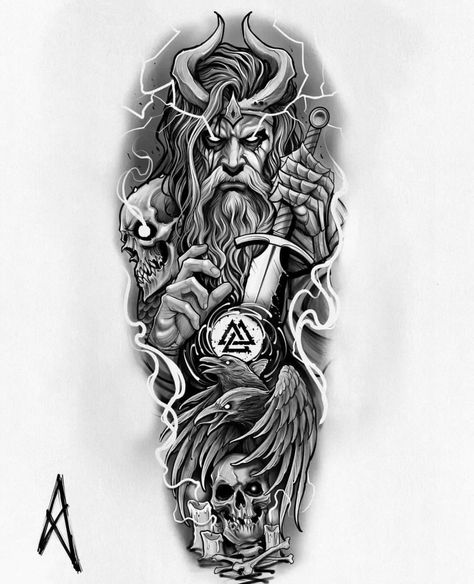 Danish Zehen Tattoo, Bansuri Tattoo, Ragnar Lothbrok Tattoo, Krishna Bansuri, Thor Tattoo, Venom Tattoo, Viking Warrior Tattoos, Arm Tattoos Drawing, Norse Mythology Tattoo