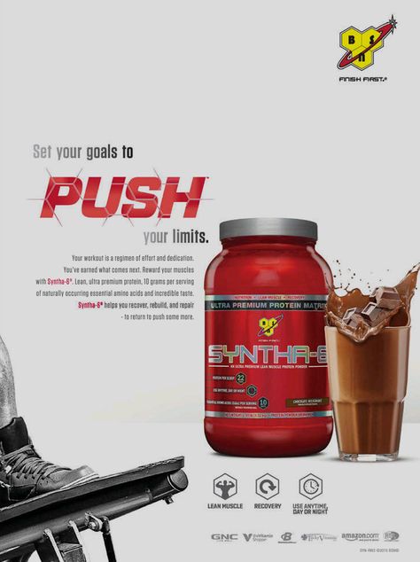 SYNTHA-6 , PROTEIN Protein Advertising, Protein Ads, Protein Design, Standee Design, Gym Supplements, Pizza Branding, Photoshop Tutorial Typography, Gym Poster, Set Your Goals