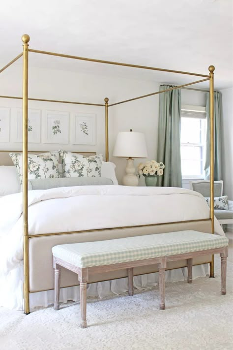 Tuft & Trim master bedroom 4 Post Bedroom Ideas, Southern Bedroom Aesthetic, Psalms 121, Modern French Farmhouse, French Ideas, Quiet Elegance, Modern French Country, Country House Design, French Country Living Room