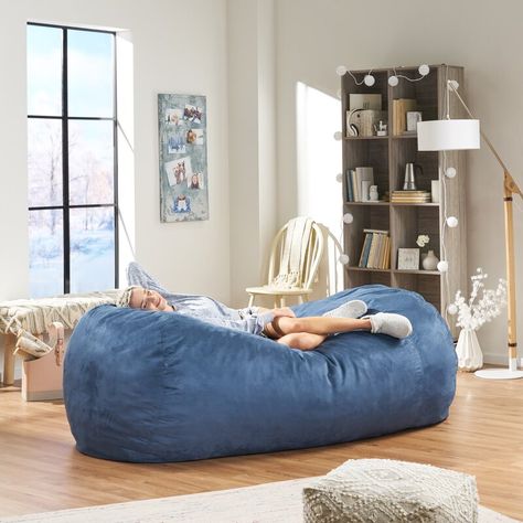 Home Loft Concepts Larson Extra Large Bean Bag Sofa & Reviews | Wayfair Giant Bean Bag, Bean Bag Seats, Blue Dorm, Big Bean Bags, Leather Bean Bag, Cool Bean Bags, Large Bean Bag Chairs, Bean Bag Lounger, Adult Bean Bag Chair