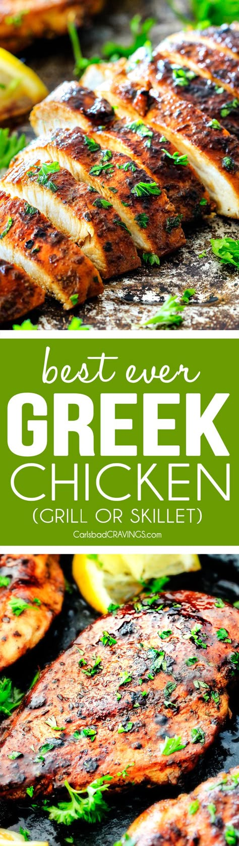 This Greek Marinated Chicken is SO juicy, tender and exploding with flavor from an EASY marinade! perfect for pitas, salads, pasta, rice/veggie etc. I love having this on hand! Greek Marinated Chicken, Greek Chicken Marinade, Chicken Marinade Recipes, Diy Easy Recipes, Carlsbad Cravings, Doner Kebab, Salads Pasta, Chicken Marinade, Marinade Recipes