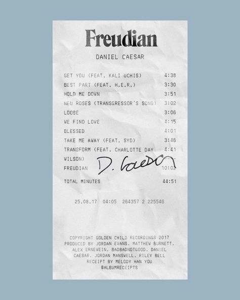 "Freudian" Album Receipts, We Found Love, Cool Album Covers, Daniel Caesar, Iconic Wallpaper, Grunge Room, Artist Album, Movie Posters Minimalist, Collage Design