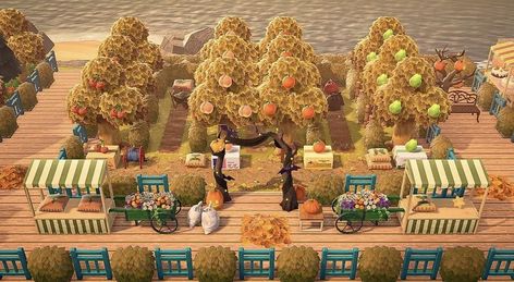 Animal Crossing Fruit Tree Layout, Tree Orchard Animal Crossing, Acnh Produce Garden, Acnh Fruit Orchard, Animal Crossing Fruit Garden, Acnh Money Tree Ideas, Acnh Fruit Orchard Ideas, Animal Crossing Orchard Layout, Animal Crossing Natural Island