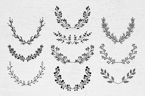 Laurel Wreath Tattoo, Wedding Clip Art, Wreath Tattoo, Wall Paint Patterns, Wreath Clip Art, Art Leaves, Flower Line Drawings, Wreath Drawing, Wedding Clip