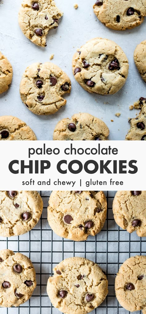 the best paleo chocolate chip cookies recipe! Soft, thick, and chewy, and a rich, buttery taste! Chocolate Chip Cookies Recipe Soft, Best Chewy Chocolate Chip Cookies, Paleo Chocolate Chip Cookies, Paleo Cookies, Paleo Baking, Chocolate Chip Cookies Recipe, Rocket Scientist, Paleo Sweets, Paleo Chocolate