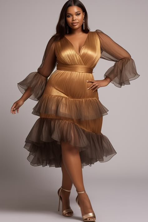 Cocktail Dresses For Plus Size Women, Plus Size Occasion Dress, Disco Formal Dress, After 5 Attire For Women Party, Plus Size Gold Dress, Fall Wedding Outfit Guest Plus Size, Fall Wedding Dresses Guest, Harlem Nights Theme Party Fashion Outfit, Beige Party Outfit