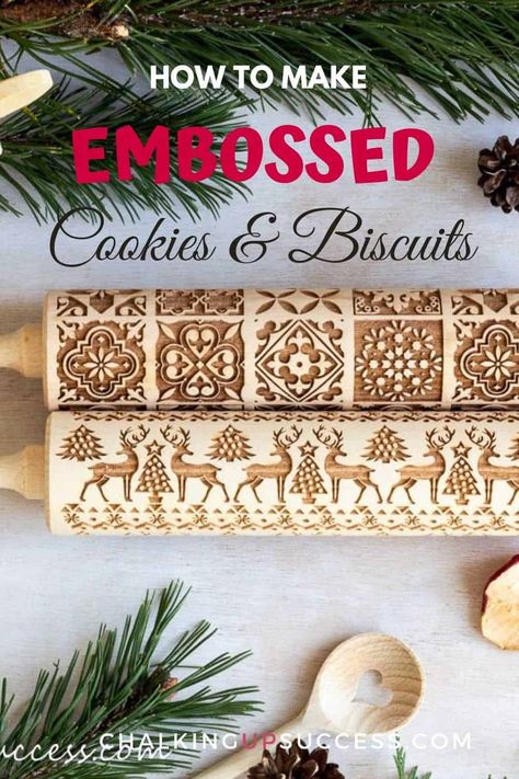 Christmas Cookie Dough Recipe, Cookie Recipe For Embossed Rolling Pin, Molded Cookie Recipe, Stamp Cookies, Christmas Cookie Dough, Patterned Rolling Pin, Embossed Cookies, Design Cookies, Engraved Rolling Pins