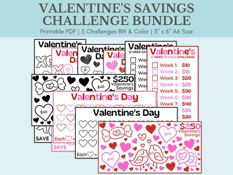 Anniversary Savings Challenge, Color In Savings Challenge, February Savings Challenge, Saving For A Car Challenge, 500 Savings Challenge, Saveopoly Challenge, Savings Challenge Monthly, Cash Binder, A6 Savings Challenge