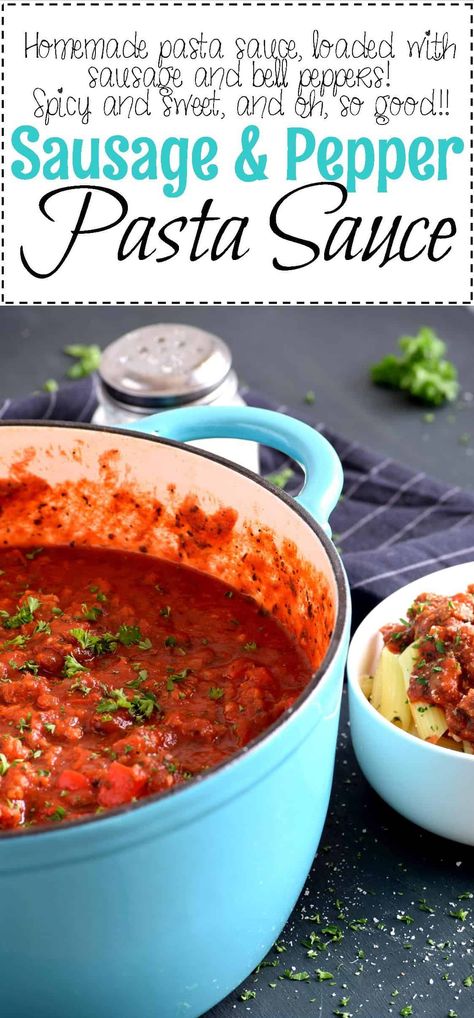 Make Ahead Pasta Sauce, Recipes With Sausage And Peppers, Sausage And Pepper Pasta, Crockpot Italian Sausage, Pepper Pasta Sauce, Sausage Pasta Sauce, Sausage And Peppers Pasta, Sausage Marinara, Sausage Sauce