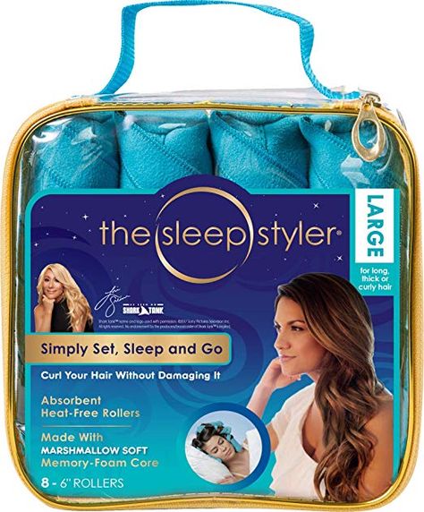 Allstar Innovations Sleep Styler: The heat-free Nighttime Hair Curlers for long, thick or curly hair, Large (6” Rollers), 8 Count, As Seen on Shark Tank #curlers #hair #hairstyles #affiliate #jbem #hairgoals #sleep #woman #women #accessories Sleep In Curlers, Bendy Rollers, Foam Rollers Hair, Roller Curls, Throw In The Towel, Soft Curls, Hair Rollers, Shark Tank, Hair Curlers