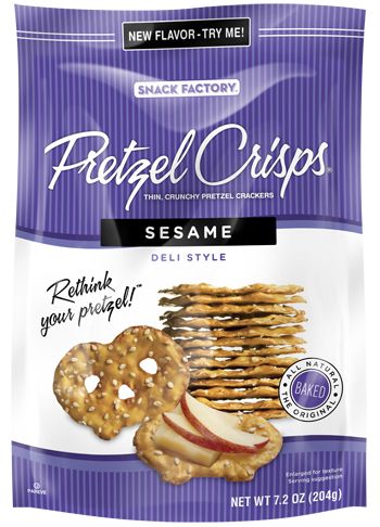 These are addicting.  I especially enjoy the collection of sesame seeds at the bottom of the bag after all of the pretzels are gone. Best Low Calorie Snacks, Snack Factory Pretzel Crisps, Pretzel Thins, Pretzel Crisps, Veg Snacks, Deli Style, No Calorie Snacks, Low Calorie Snacks, Good Healthy Snacks