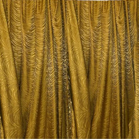 * Vintage Hollywood Regency Gold Jacquard Lined Pinch Pleat Drapes (2) & Valance *Beautiful* Pair Of Vintage Mid Century/Hollywood Regency Gold Jacquard Fully Lined Pinch Pleat Drapes (2) And Matching Tassled Valance Condition:Like New-These Drapes Are Amazing!. They Were Made By My Friend’s Grandmother Who Was An Ilgwu Seamstress. They Are Very Well Constructed And *They Are Heavy*! Each Panel Is Fully Lined. These Definitely Will Keep Your Home Warm In The Winter And Cool In The Summer. The Va Decorative Drapes, Pinch Pleat Drapes, Basement Den, Pinch Pleat Drape, Mid Century Hollywood, Bedroom Basement, Pleated Drapes, Gold Brocade, Fabric Pictures