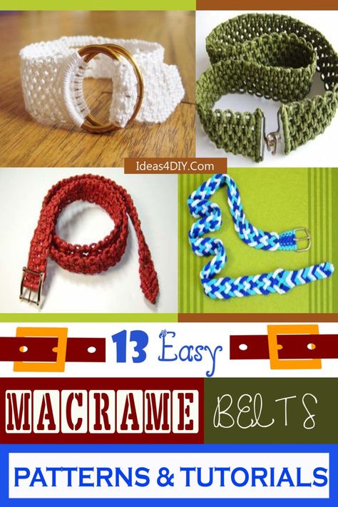 Easy Macrame Belt Patterns & Tutorials Macrame Belts, Celtic Knot Tutorial, Macrame Hanging Basket, Belt Patterns, Paracord Patterns, Macrame Belt, Paracord Projects Diy, Macrame Bags, Easy Macrame