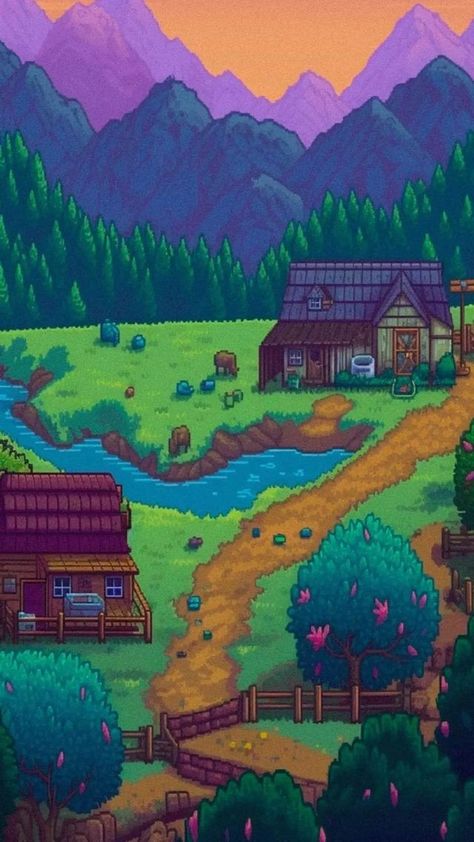 stardew valley wallpaper  #stardewvalley Stardew Wallpaper, Stardew Valley Wallpaper, Wallpapers For Watch, Valley Wallpaper, Running Ads, Phone Ios, Stardew Valley Fanart, Pixel Art Landscape, Ios Ideas