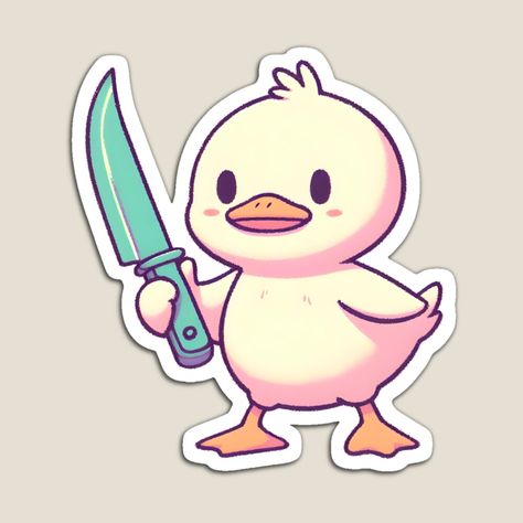 Duck With Knife Tattoo, Duck With Knife, Knife Magnet, Knife Tattoo, Cute Duck, Cartoon Cute, Magnets, Thing 1, Tattoos