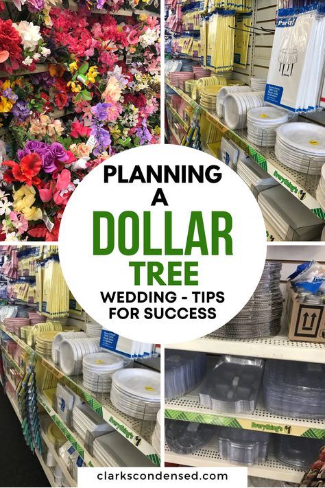 re you a bride on a budget? Join the club! The Dollar Tree wedding section is AWESOME. Here is what you should buy (and a creative wedding ideas, too!). Dollar Store Wedding Ideas, Dollar Store Wedding, Dollar Tree Diy Wedding, Dollar Tree Wedding, Frugal Wedding, Dollar Tree Hacks, Join The Club, Creative Wedding Ideas, Western Wedding