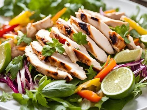 Delightful Thai Chicken Salad with Tangy Dressing - NewsBreak Chicken Roulade Recipe, Homemade Custard Recipe, Bisquick Chicken, Spicy Dressing, Green Tea Dessert, Thai Chicken Salad, Honey Glazed Chicken, Grilled Chicken Tenders, Roasted Cauliflower Recipes