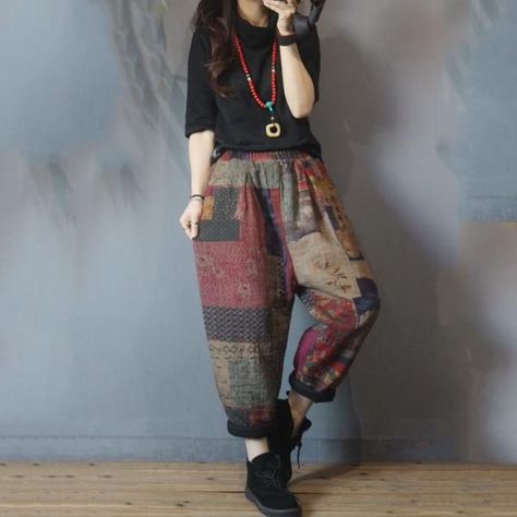 Hippie Fits, Looks Hippie, Hippie Grunge, Fest Outfits, Estilo Hippie, Comfortable Pants, Womens Pants, Patch Work, Baggy Pants