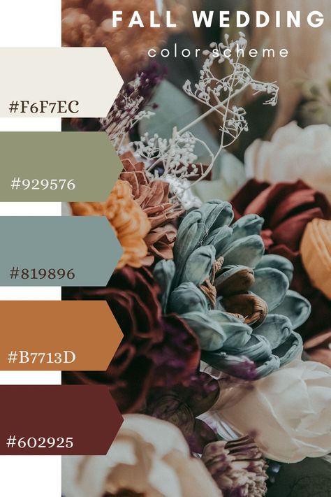 Fall Wedding Color Schemes, Fall Wedding Color Palette, Color Schemes Colour Palettes, Wedding Theme Colors, Color Palette Design, Wedding Color Palette, Fall Wedding Colors, Paint Colors For Home, Wedding Color