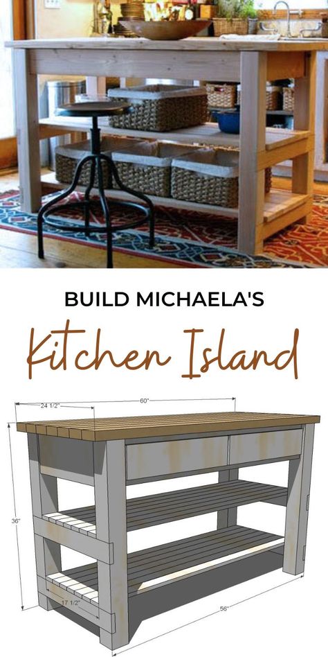 Easy Kitchen Island, Portable Kitchen Island, Kitchen Island On Wheels, Diy Kitchen Projects, Kitchen Island Plans, Rustic Kitchen Island, Rolling Kitchen Island, Small Kitchen Island, Solid Wood Kitchens