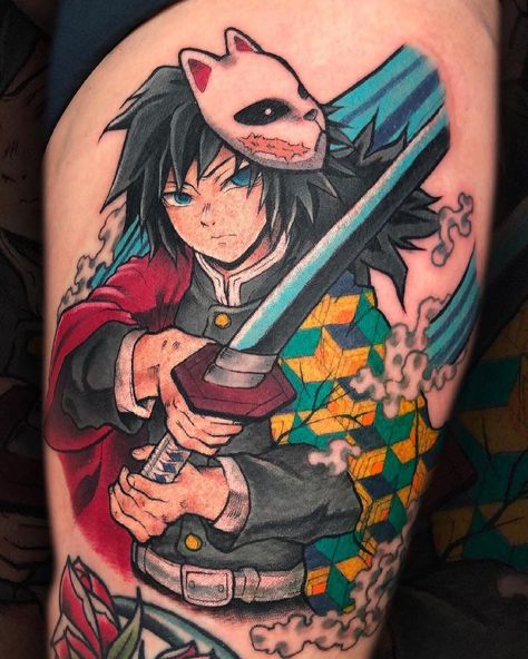 Giyuu Tomioka Tattoo Ideas, Giyuu Tomioka Tattoo, R.i.p Tattoos For Men, Otaku Fashion, Anime Tattoo Designs, Slayer Tattoo, Rip Tattoo, Names Tattoos For Men, Tattoo Anime