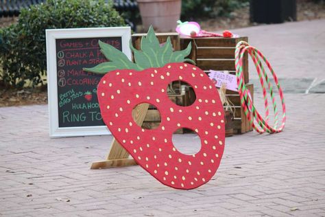 Birthday Strawberries, First Birthday Activities, Farmers Market Birthday Party, Turning Three, Baby First Birthday Themes, Strawberry Shortcake Birthday, Strawberry Shortcake Party, First Birthday Games, Strawberry Decorations