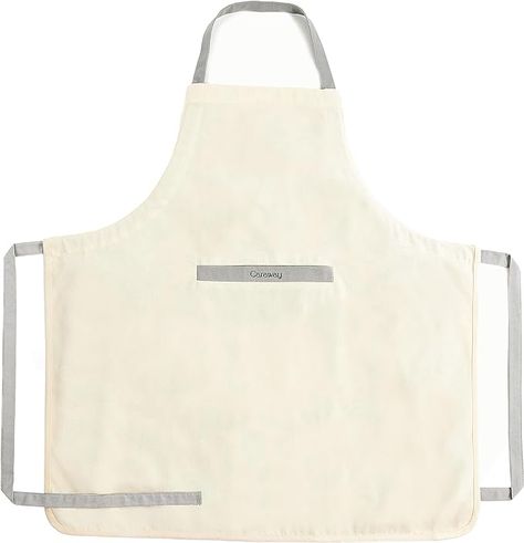 Amazon.com: Caraway Apron - 100% Organic Cotton Apron - Features 2 Pockets & Adjustable Neck Strap - Absorbs Liquids & Dissipates Heat With Ease - Machine Washable - One Size - Cream : Home & Kitchen Branded Aprons, Bib Apron, Cotton Apron, Apron Pockets, Kitchen Aprons, Organic Cotton Fabric, Kitchen Linens, Linen Apron, Neck Strap