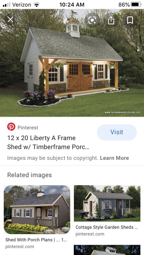 Backyard Cottage Ideas, Exterior Shed Ideas, Diy Backyard Shed Ideas, Out Building Ideas, Shed Porch Ideas, She Shed Exterior Ideas, She Shed Exterior, Farmhouse Shed, Sheds Ideas Backyard