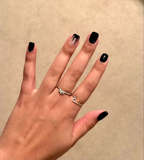 Square Flame Nails, Flame Gel Nails Short, Short Nail Designs Flames, Black Tip Flame Nails, Black Flame Nails Short, Flame Tip Nails, Flame Nails On Short Nails, Black Flame Nail Art, Black Flame Nails