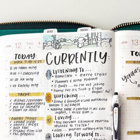 JULIE - Content Creator | Dallas, TX on Instagram: "Ok, I love this! Trying to remind myself that every day doesn’t have to be a traditional journal entry… it can be something like this which will be fun to look back on at the end of the year! #hobonichicousin #journal #journaling #hobonichi #hononichitecho #creativejournaling #planner #planning #plannercommunity #juliesplans #savannahgeorgia #savannahinfluencer" Hobonichi Cousin Yearly Index Ideas, Hobonichi Cousin Habit Tracker, Hobonichi Journaling Ideas, Hobonichi Planner Ideas, Hobonichi Cousin Daily Layout Ideas, Hobonichi Cousin Setup, Hobonichi Planner Layout, Laurel Denise Planner Ideas, Journal Entry Layout