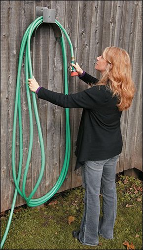 Dream Garden Backyards, Garden Hose Storage, Modern Water Feature, Garden Hose Holder, Hose Hanger, Lawn Tools, Hose Storage, Lee Valley Tools, Hose Holder