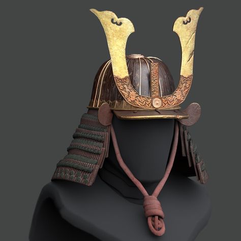 "Kabuto Samurai Helmet" by Sophia Landin Godzilla Cosplay, Samurai Helmet Design, Samurai Hat, Samurai Kabuto, Demon Samurai, Kabuto Helmet, Samurai Warrior Tattoo, Female Samurai, Samurai Helmet