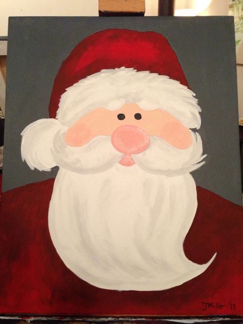 Cute Santa Painting, Simple Santa Painting, Easy Painting For Kids, Santa Claus Drawing, Painting Santa, Holiday Art Projects, Santa Paintings, Christmas Art Projects, Pinterest Diy Crafts