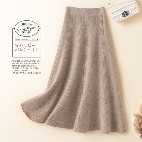 Cashmere Skirt, Skirt Korean, Cheap Skirts, Long Skirts For Women, Winter Skirt, Long Skirts, Skirts For Women, Knitting Ideas, Wool Skirts