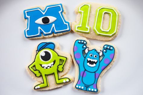 Baked Happy - Monsters University Cookies Monsters University Cookies, Hunting Camp Decor, Monster University Birthday, Deer Hunting Decor, Cheerleader Birthday, Apple Birthday, Monsters Inc Party, Mesa Bar, Disney Monsters Inc