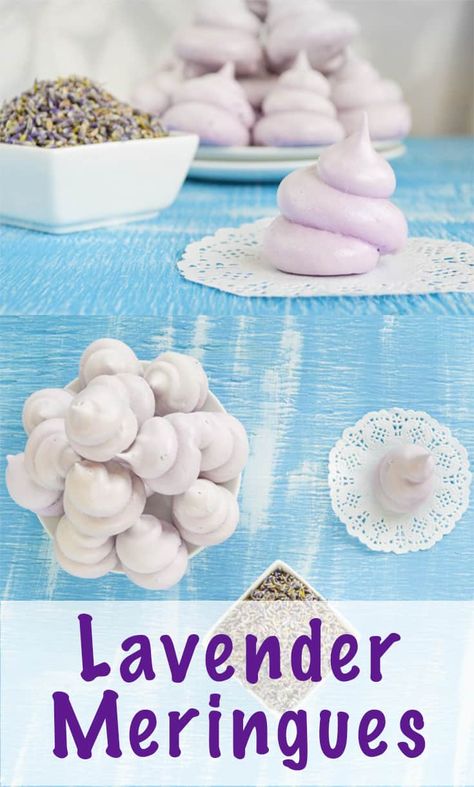 Lavender Food Recipes, Lavender Meringue, Lavender Baking, Lavender Food, Floral Recipes, Lavender Dessert, Candy Business, Lavender Festival, Edible Flowers Recipes