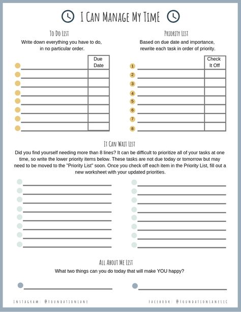 Any list makers out there?? I know I make a list for everything and I often find myself completing tasks that are low priority because they are easy and I want to avoid the high priority, harder tasks. This worksheet can help identify the tasks on your to do list, prioritize them, and commit to checking them off! Although a to do list never really ends, hopefully you will have a sense of accomplishment and pride each time you check a task off of the priority list. Task Analysis Template, Priority To Do List, To Do List Priority, Priority List Template, Time Management Worksheet Free Printable, Task Prioritization Template, Life Priorities List, Prioritization Worksheet, Priority Worksheet