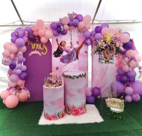 Encanto Isabella backdrop Encanto Decorations, Isabella Themed Birthday Party, Isabela Birthday Party, Isabella Party Ideas, Modern Encanto Party, Isabella Encanto Party Decor, Isabella Encanto Birthday, Isabella Party Encanto, Encanto Isabella Birthday Party