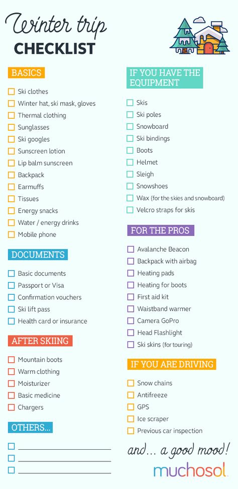 Ski Checklist, Winter Travel Packing, Ski Trip Packing List, Ski Trip Packing, Winter Checklist, Snow Vacation, Holiday Packing Lists, Winter Packing List, Travel Packing Checklist