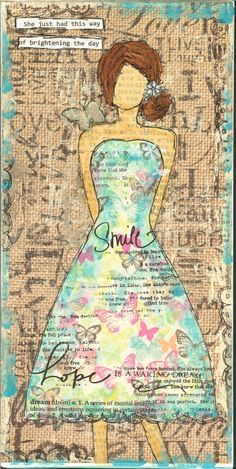 Illustration Mixed Media, Mixed Media Tutorials, Collage Ideas, Mixed Media Journal, Doll Art, Mixed Media Projects, Mixed Media Art Journaling, Beautiful Drawings, Mix Media