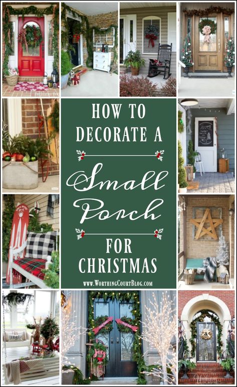 How To Decorate A Small Front Porch For Christmas #Christmas #ChristmasDecor #ChristmasDecoratingIdeas Small Front Porch Christmas Decor Ideas, Arctic Entry, Small Porch Decor, Small Porch Ideas, Small Porch Decorating, Small Porch, Small Front Porch, Front Porch Christmas Decor Ideas, Porch Christmas Decor Ideas